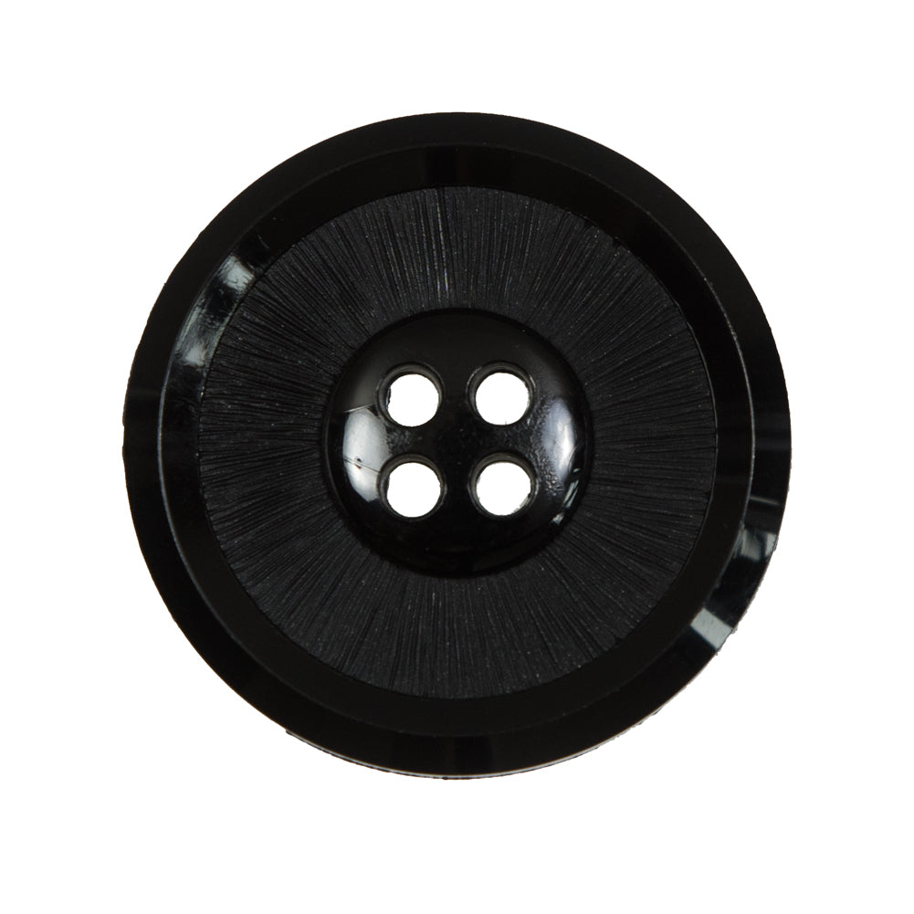 Italian Black Plastic 4-Hole Button - 44L/28mm