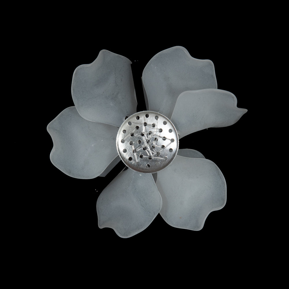 Italian Frosted White 3D Flower Applique with Black Beads - 2.5 - Detail Italian Frosted White 3D Flower Applique with Black Beads - 2.5 - Detail