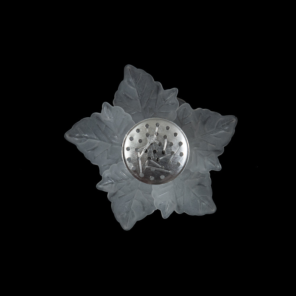 Italian Frosted White 3D Flower Applique with Clear Center Bead - 2" Detail Italian Frosted White 3D Flower Applique with Clear Center Bead - 2" Detail