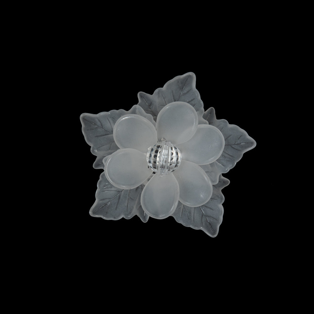 Italian Frosted White 3D Flower Applique with Clear Center Bead - 2" Italian Frosted White 3D Flower Applique with Clear Center Bead - 2"