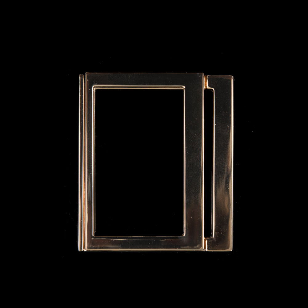 Italian Gold Rectangular Metal Buckle - 2 Piece - Detail Italian Gold Rectangular Metal Buckle - 2 Piece - Detail