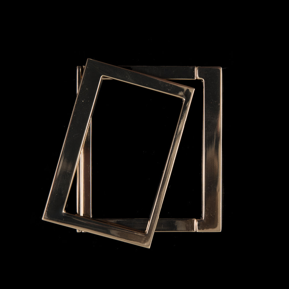 Italian Gold Rectangular Metal Buckle - 2 Piece Italian Gold Rectangular Metal Buckle - 2 Piece