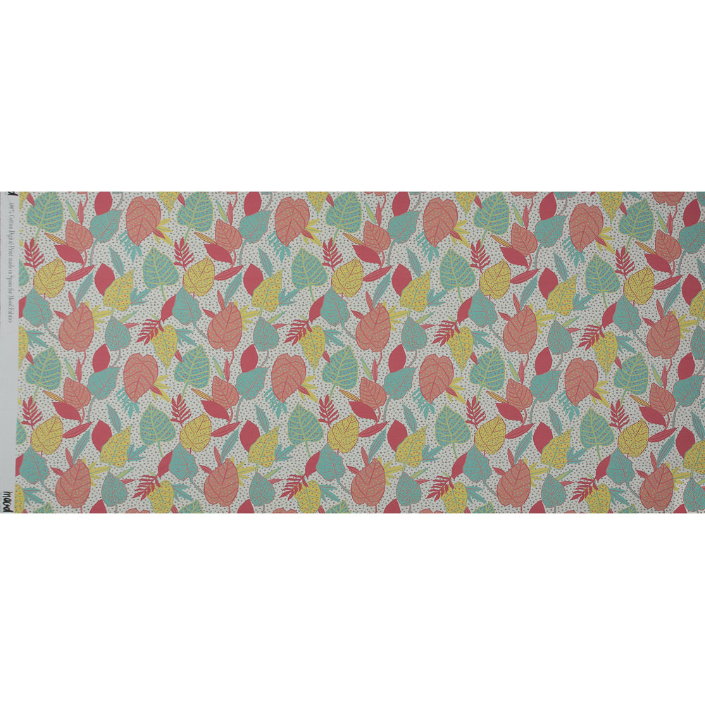 Cotton Poplin - White and Green Leaves and Dots - Botanique a La Discotheque Print - Mood Exclusive Avenable Collection Full Cotton Poplin - White and Green Leaves and Dots - Botanique a La Discotheque Print - Mood Exclusive Avenable Collection Full