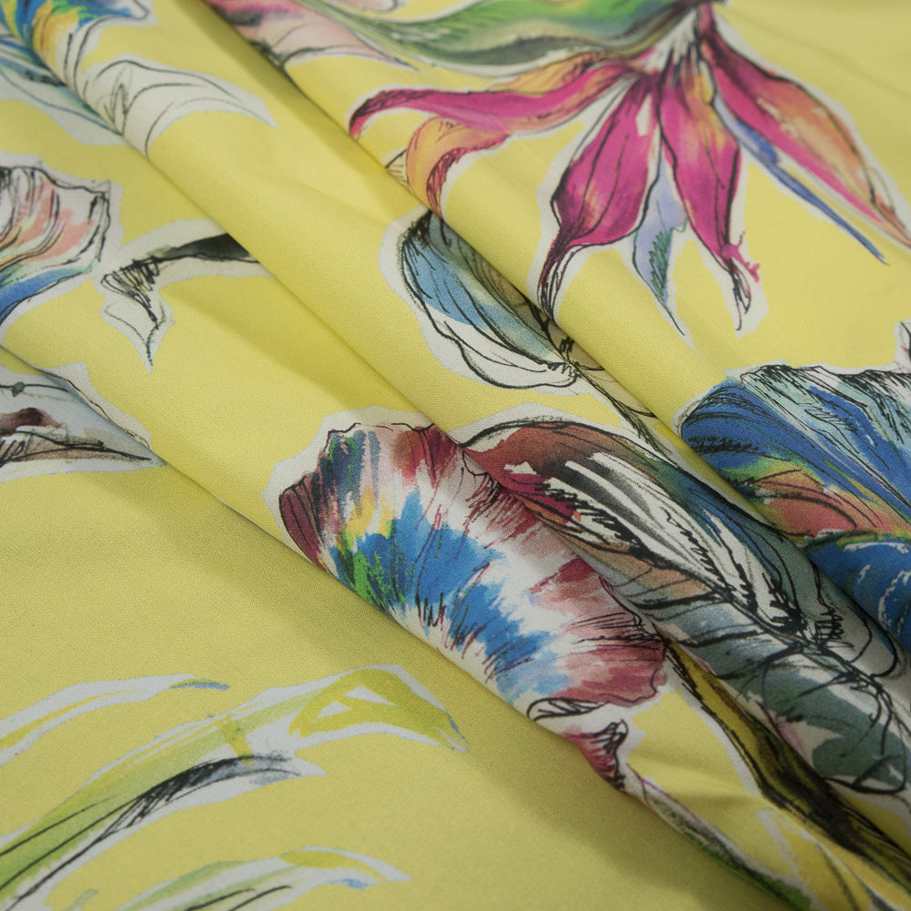 Cotton Poplin - Vibrant Yellow Floral - Creativite Epanouie Print - Mood Exclusive Avenable Collection Detail Cotton Poplin - Vibrant Yellow Floral - Creativite Epanouie Print - Mood Exclusive Avenable Collection Detail
