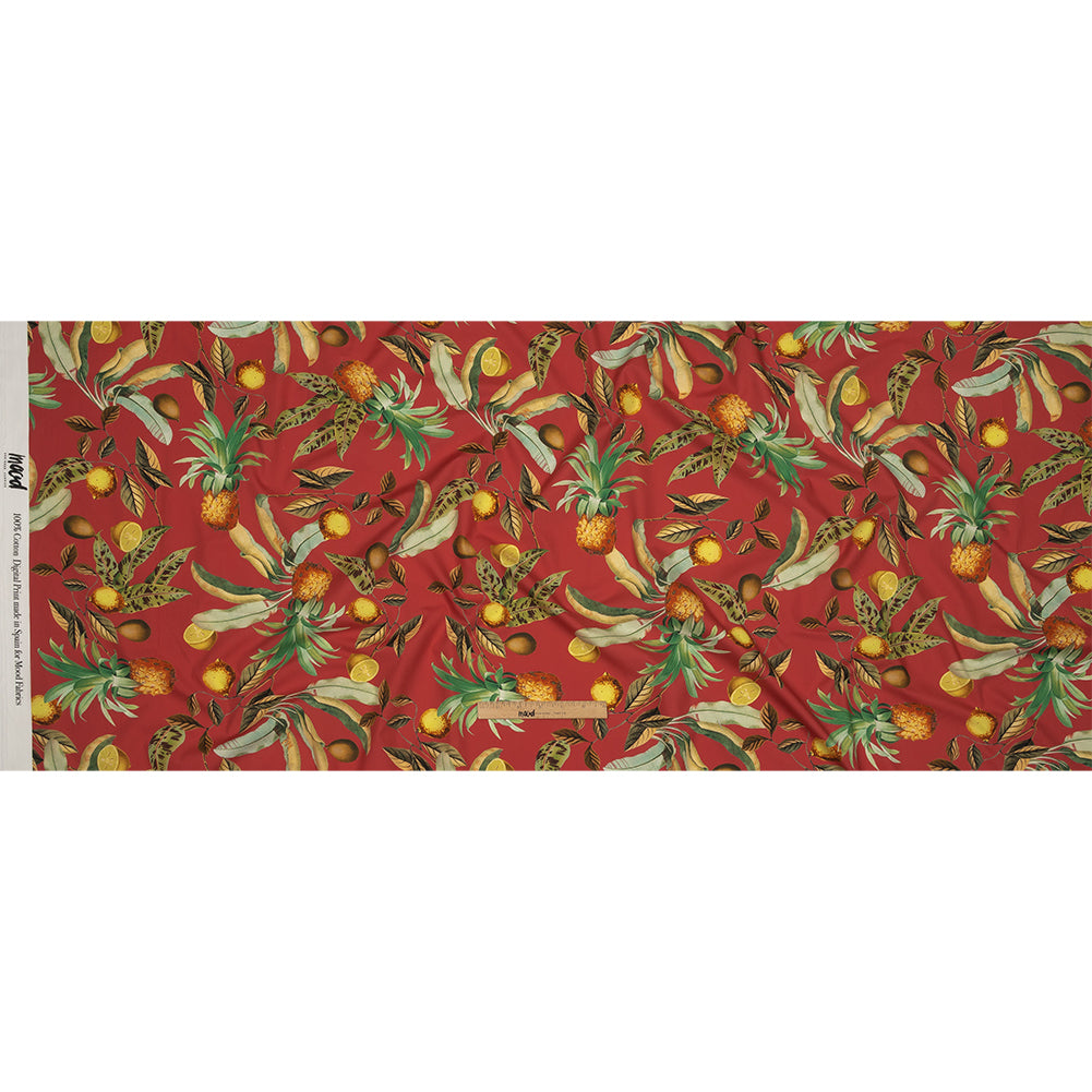 Cotton Poplin - Red and Yellow Leaves and Fruit - Girl from Ipanema Print - Mood Exclusive Avenable Collection Drape Cotton Poplin - Red and Yellow Leaves and Fruit - Girl from Ipanema Print - Mood Exclusive Avenable Collection Drape