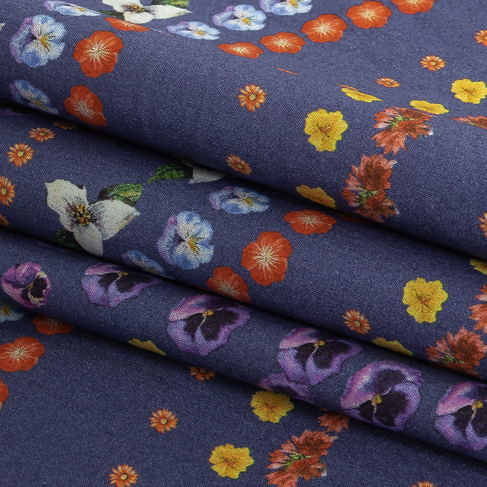 Mood Exclusive Danse des Fleurs Blue Cotton Poplin - Folded Mood Exclusive Danse des Fleurs Blue Cotton Poplin - Folded