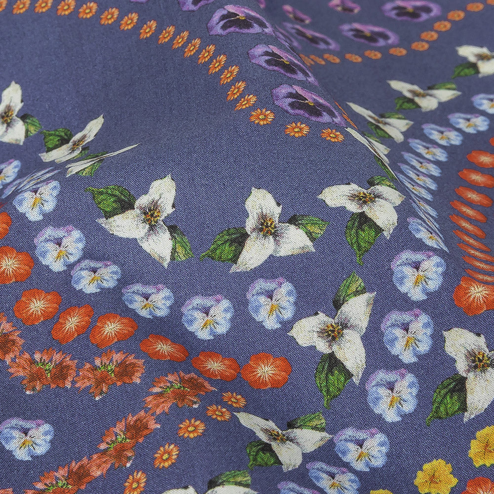Mood Exclusive Danse des Fleurs Blue Cotton Poplin - Detail Mood Exclusive Danse des Fleurs Blue Cotton Poplin - Detail