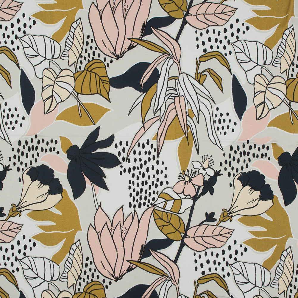 Stretch Cotton Sateen - Peach Parfait Floral - Pushing Up Daisies Print - Mood Exclusive Avenable Collection Stretch Cotton Sateen - Peach Parfait Floral - Pushing Up Daisies Print - Mood Exclusive Avenable Collection