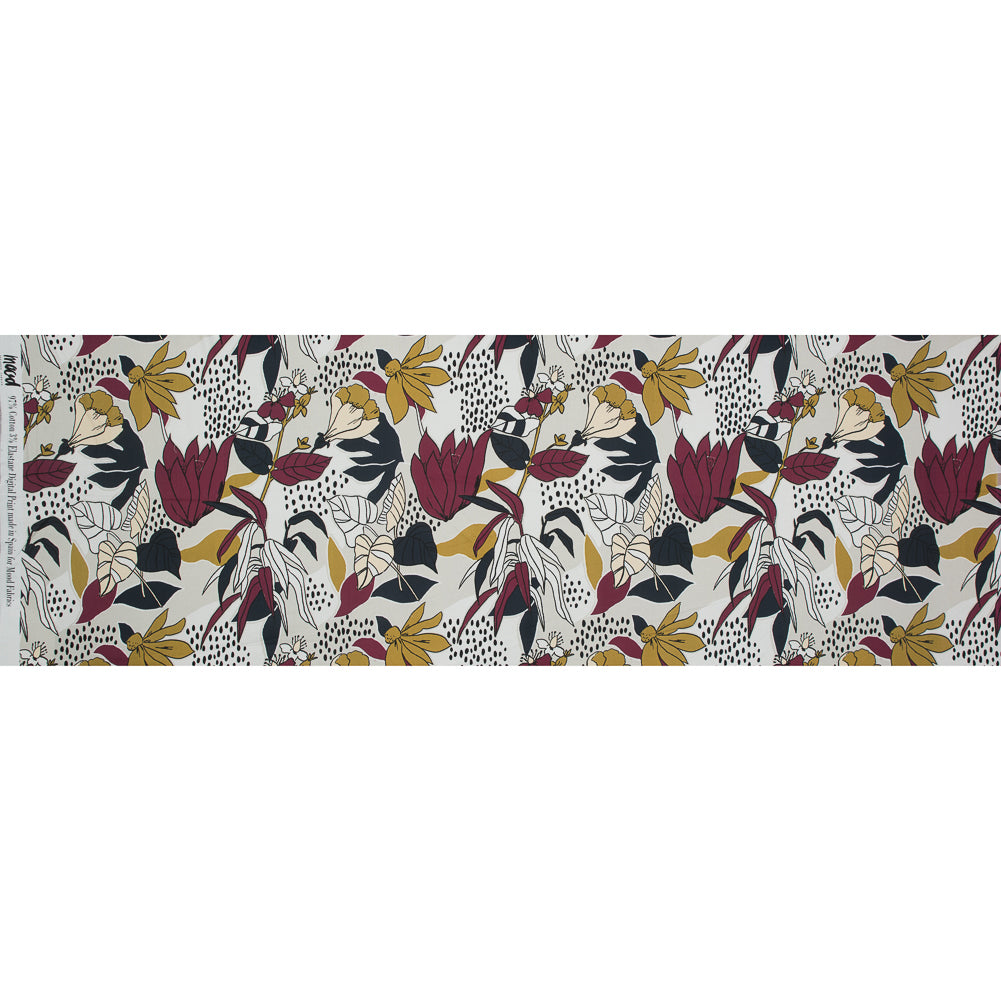 Mood Exclusive Pushing Up Daisies Red Plum Stretch Cotton Sateen - Folded Mood Exclusive Pushing Up Daisies Red Plum Stretch Cotton Sateen - Folded