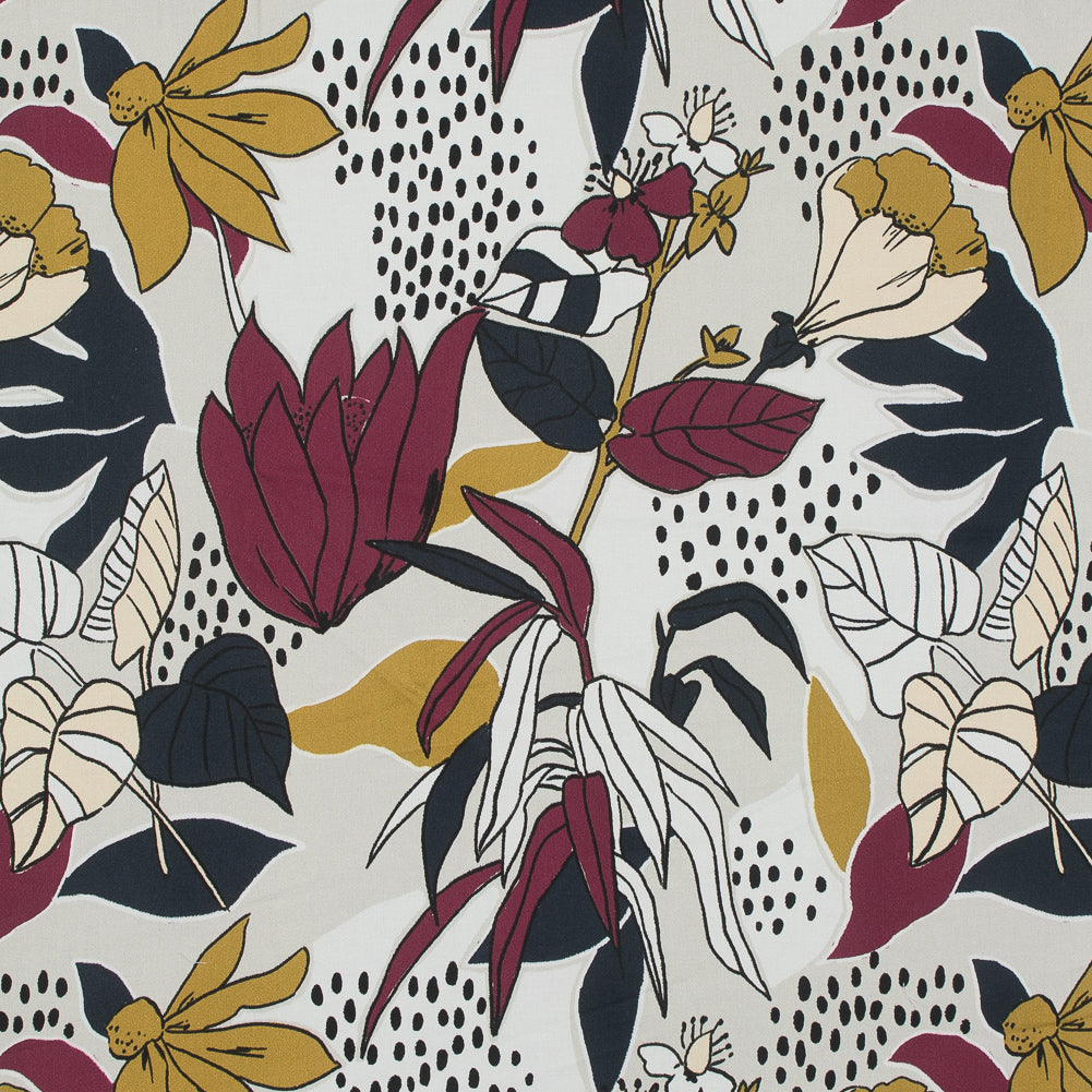 Mood Exclusive Pushing Up Daisies Red Plum Stretch Cotton Sateen Mood Exclusive Pushing Up Daisies Red Plum Stretch Cotton Sateen