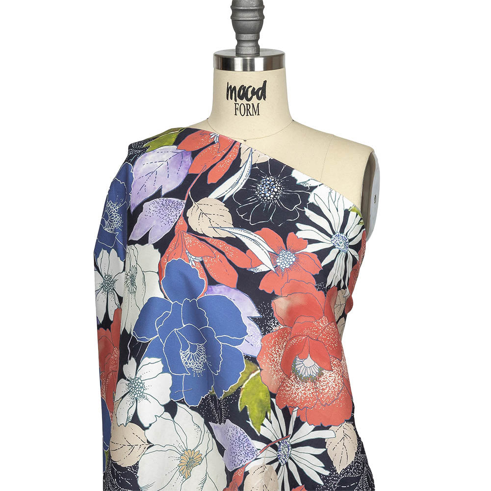 Mood Exclusive Pink and Parisian Night Floral Phantasmagoria Stretch Cotton Sateen Drape Mood Exclusive Pink and Parisian Night Floral Phantasmagoria Stretch Cotton Sateen Drape