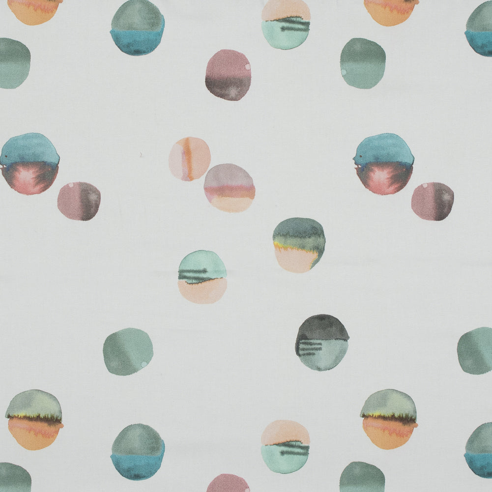 Stretch Cotton Sateen - Off-White Painterly Polka Dots - Bubblegum Pop Print - Mood Exclusive Avenable Collection Stretch Cotton Sateen - Off-White Painterly Polka Dots - Bubblegum Pop Print - Mood Exclusive Avenable Collection