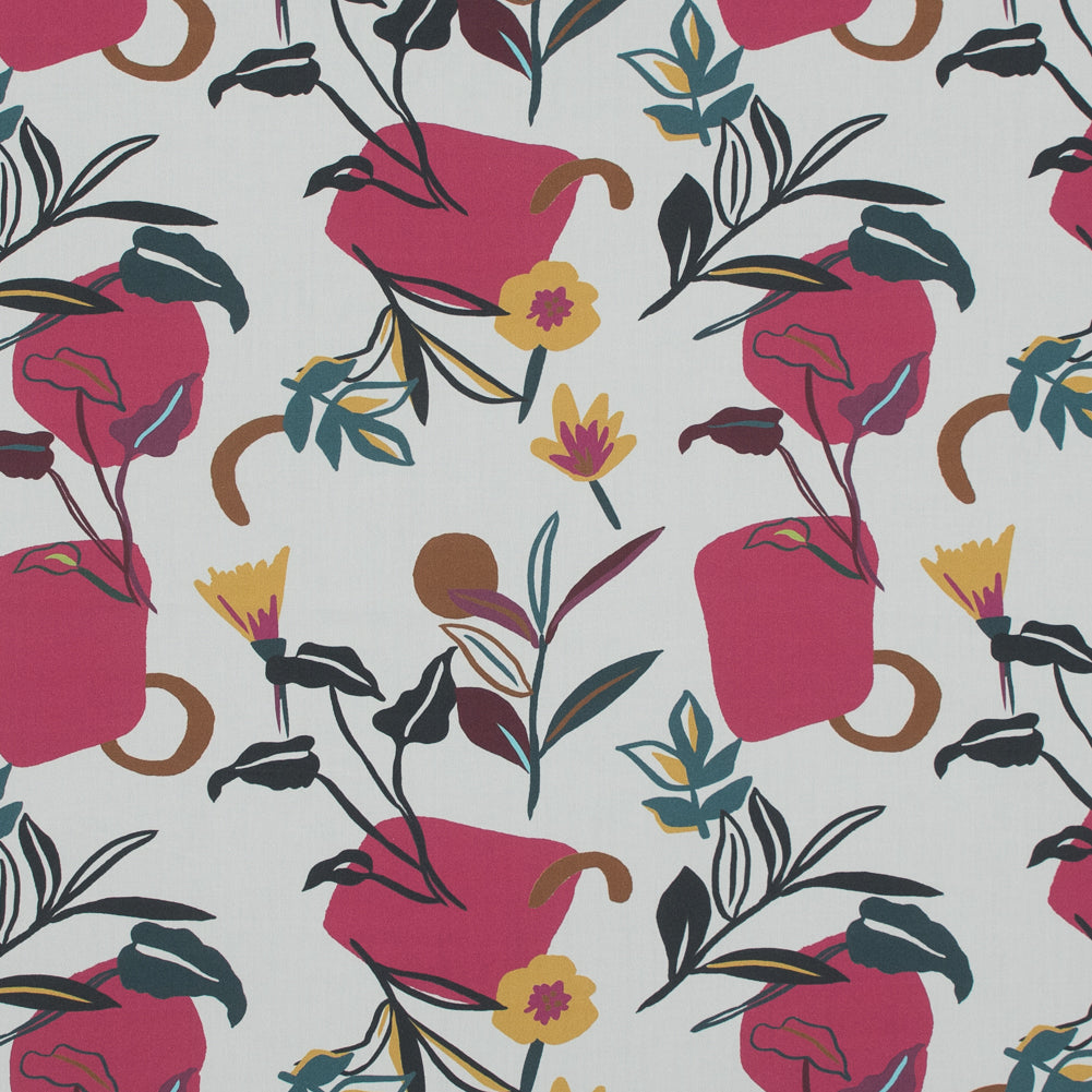 Cotton Poplin - Pink Sorbet Shapes and Flowers - Midnight Swing Print - Mood Exclusive Avenable Collection Cotton Poplin - Pink Sorbet Shapes and Flowers - Midnight Swing Print - Mood Exclusive Avenable Collection