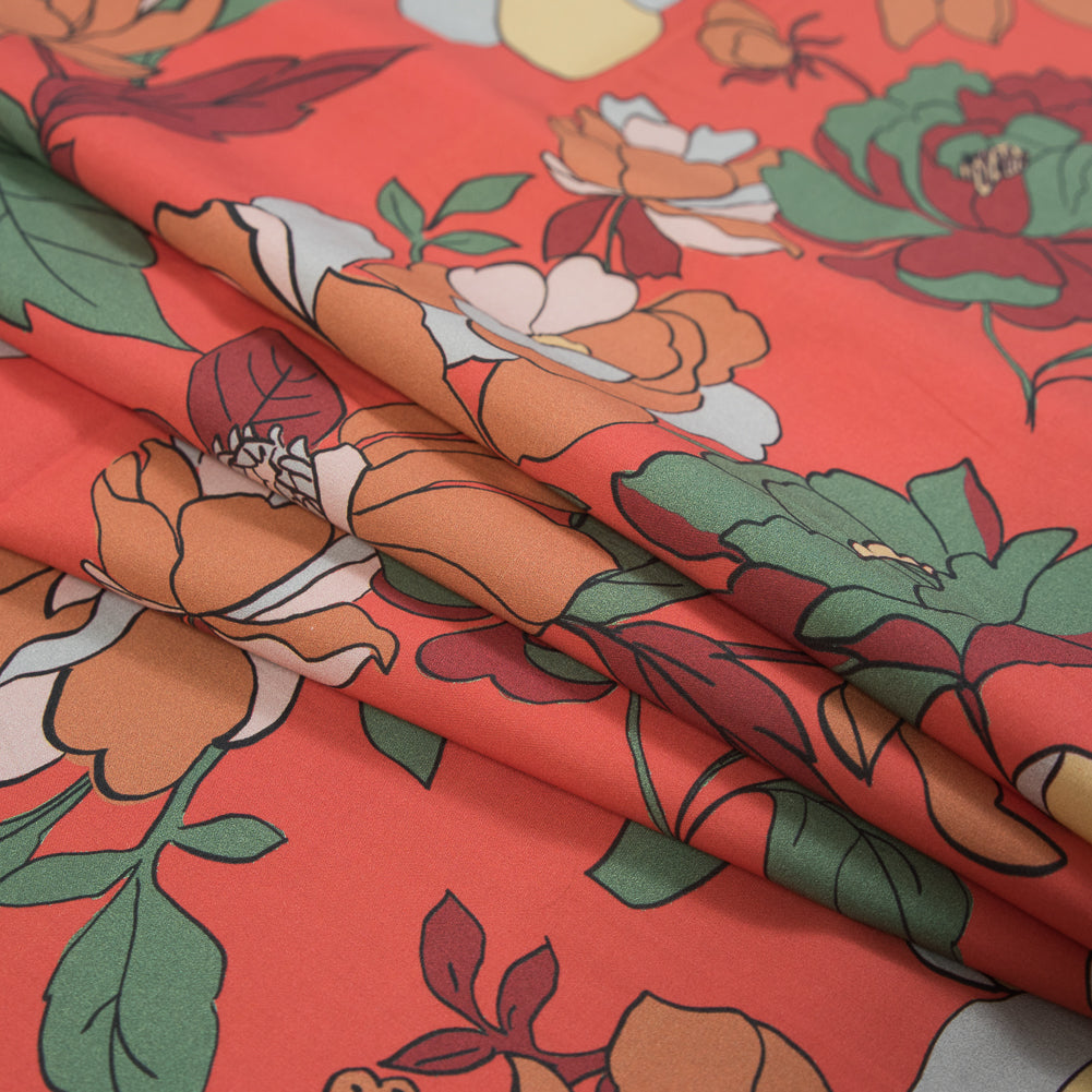 Cotton Poplin - Hot Coral Floral - Libertad de Excelencia Print - Mood Exclusive Avenable Collection Detail Cotton Poplin - Hot Coral Floral - Libertad de Excelencia Print - Mood Exclusive Avenable Collection Detail