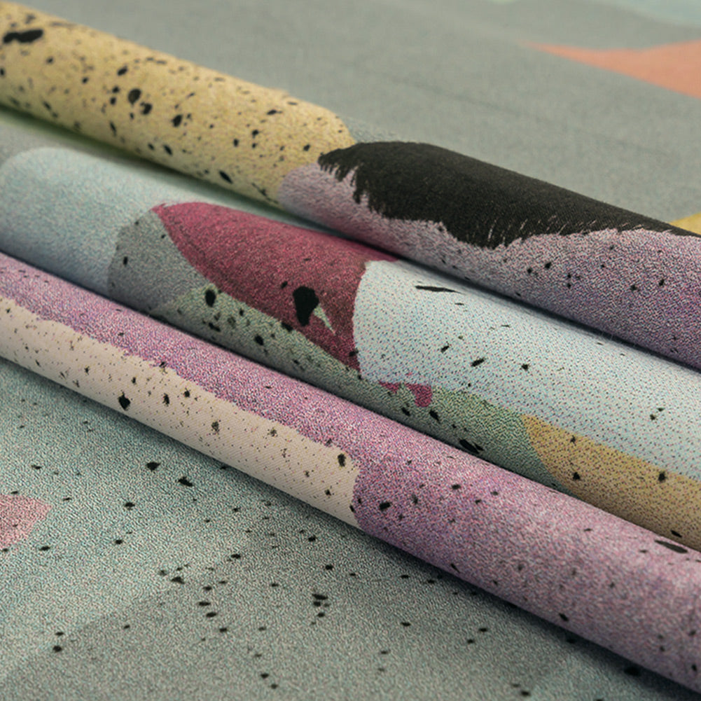 Cotton Poplin - Gray and Multicolor Abstract - Purple Haze Print - Mood Exclusive Avenable Collection Detail Cotton Poplin - Gray and Multicolor Abstract - Purple Haze Print - Mood Exclusive Avenable Collection Detail