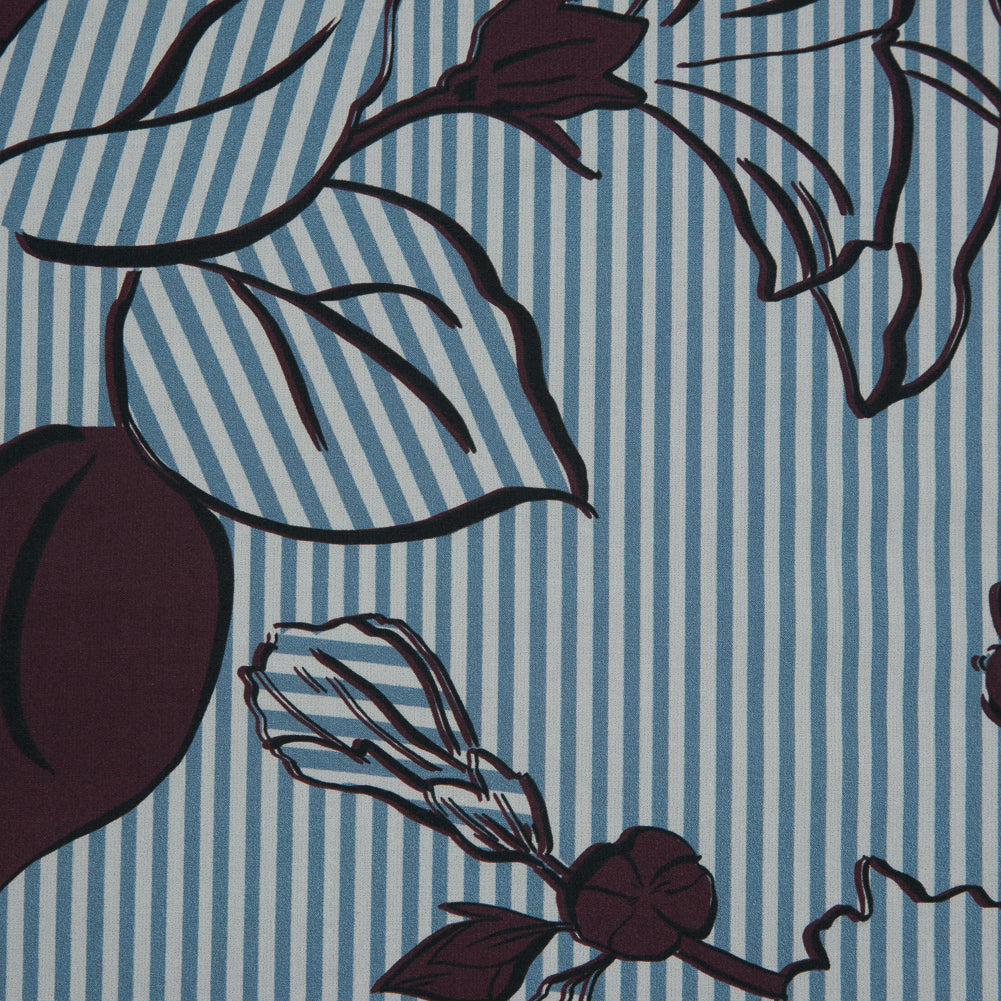 Cotton Poplin - Burgundy Striped Floral - Flores de Alegría Print - Mood Exclusive Avenable Collection Detail Cotton Poplin - Burgundy Striped Floral - Flores de Alegría Print - Mood Exclusive Avenable Collection Detail