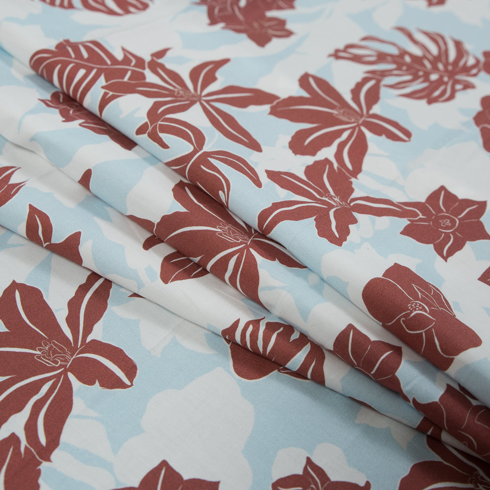 Mood Exclusive Renacimiento de la Humilidad Blue and Brown Cotton Poplin - Detail Mood Exclusive Renacimiento de la Humilidad Blue and Brown Cotton Poplin - Detail