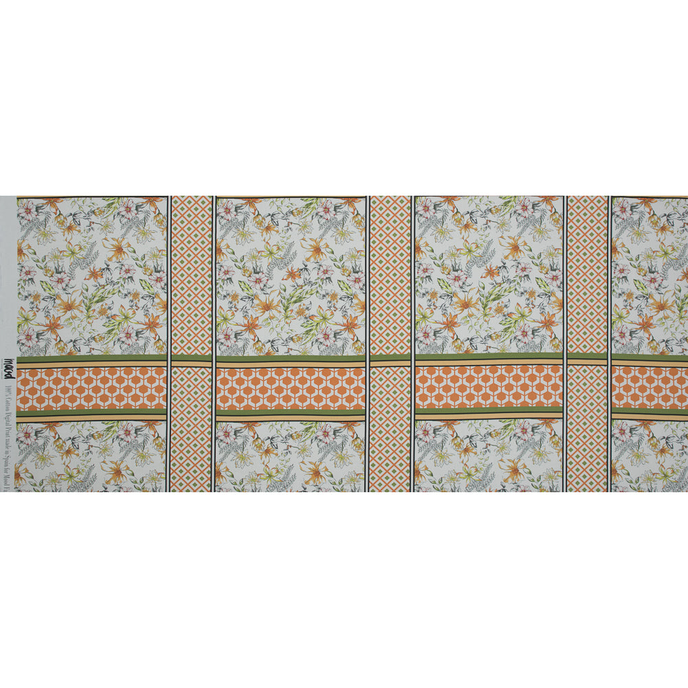 Mood Exclusive Italian Wedding Green and Orange Cotton Poplin - Folded Mood Exclusive Italian Wedding Green and Orange Cotton Poplin - Folded