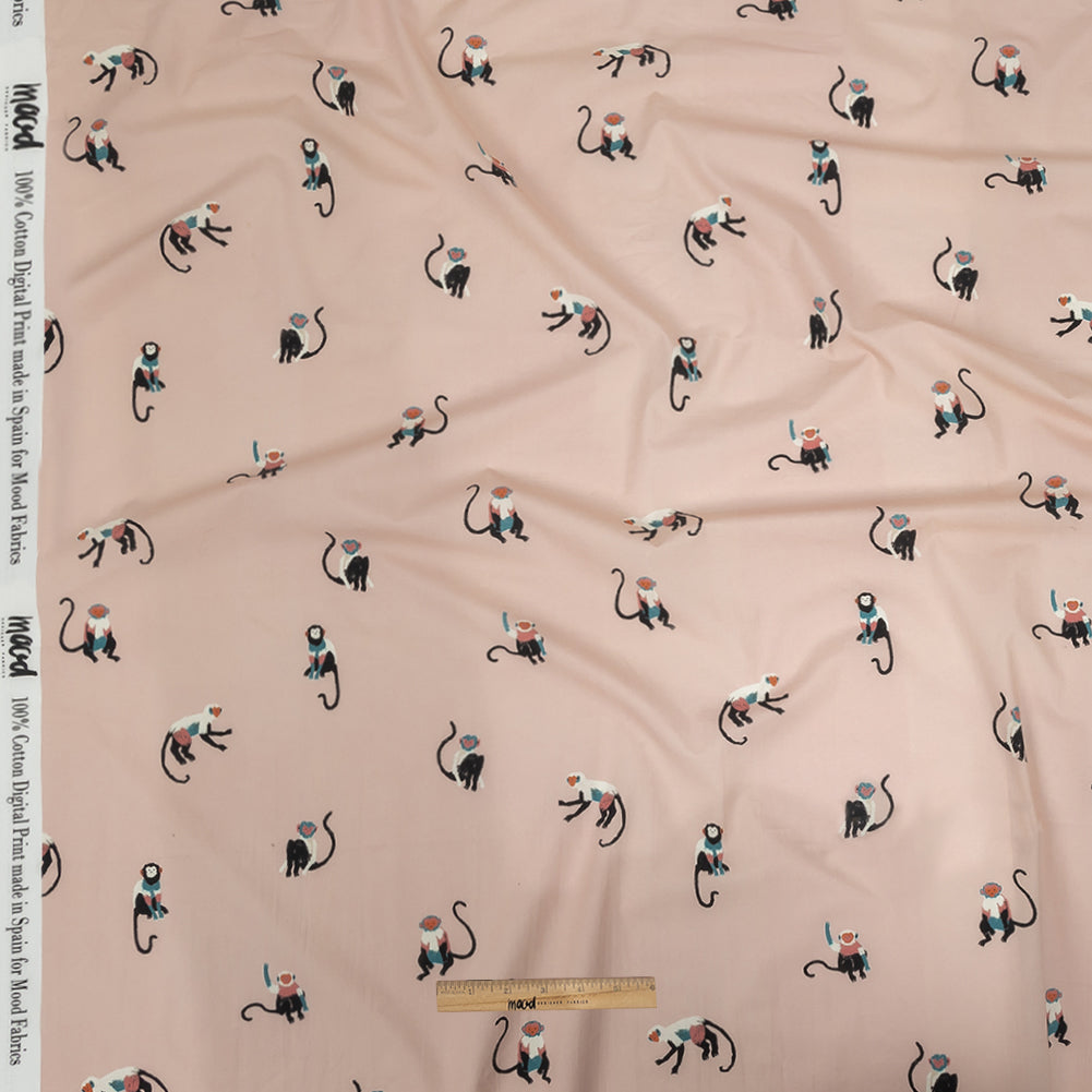 Cotton Poplin - Pink Monkeys - Scimmie Curiosie Print - Mood Exclusive Avenable Collection Folded Cotton Poplin - Pink Monkeys - Scimmie Curiosie Print - Mood Exclusive Avenable Collection Folded