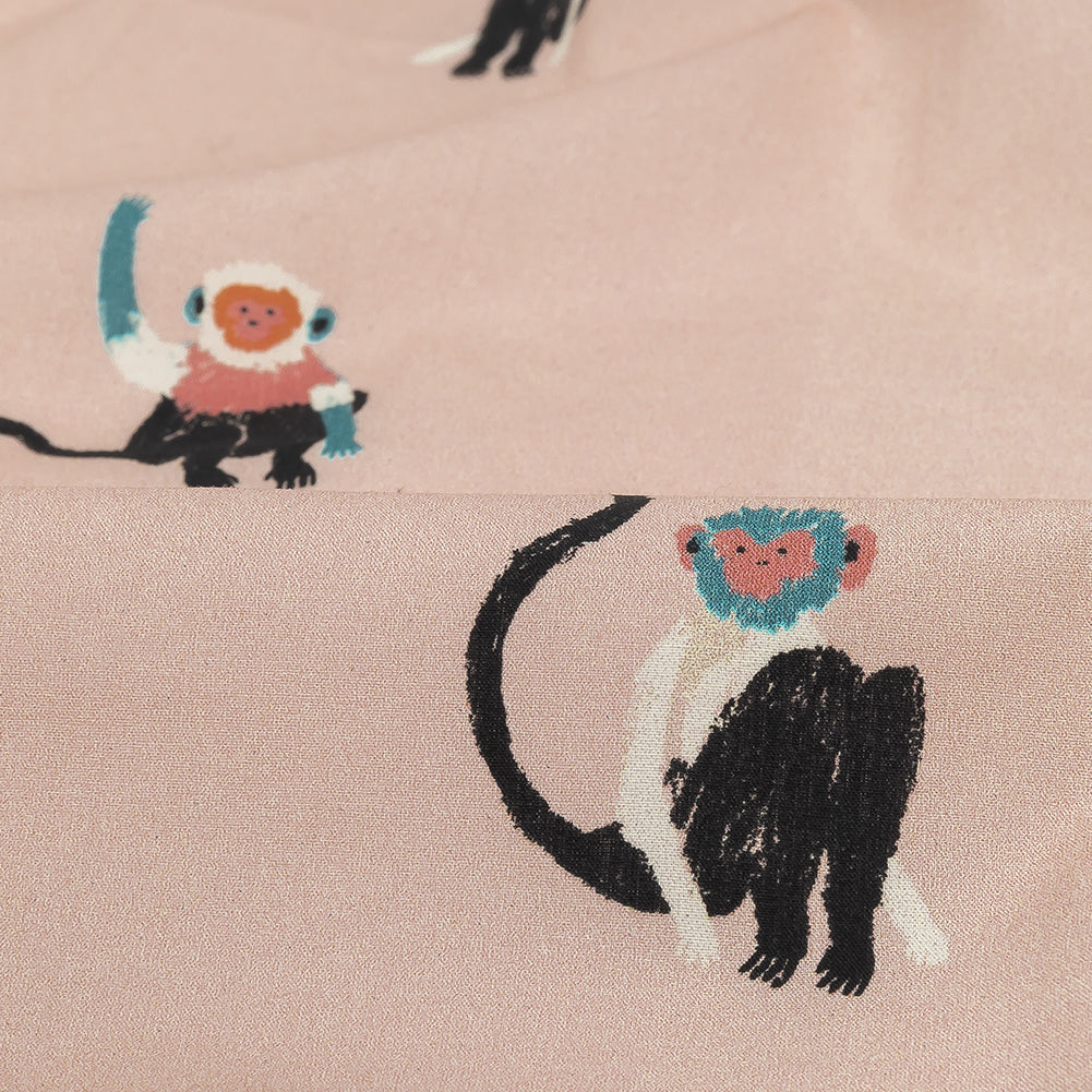 Cotton Poplin - Pink Monkeys - Scimmie Curiosie Print - Mood Exclusive Avenable Collection Full Cotton Poplin - Pink Monkeys - Scimmie Curiosie Print - Mood Exclusive Avenable Collection Full