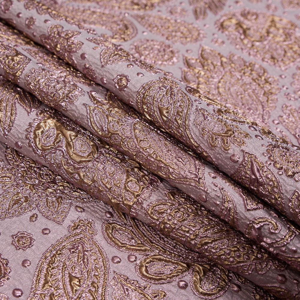 Pink and Gold Luxury Paisley Metallic Brocade - Detail Pink and Gold Luxury Paisley Metallic Brocade - Detail