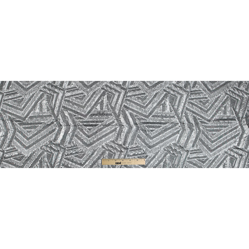 Silver Luxury Geometric Metallic Brocade - Folded Silver Luxury Geometric Metallic Brocade - Folded