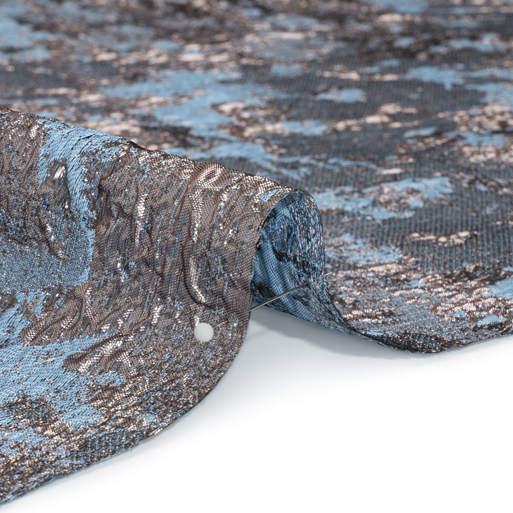 Sky Blue and Rose Gold Luxury Abstract Metallic Brocade - Detail Sky Blue and Rose Gold Luxury Abstract Metallic Brocade - Detail