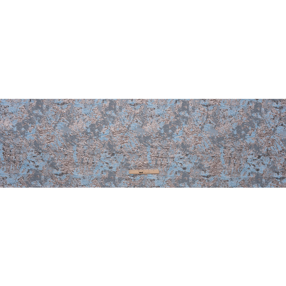 Sky Blue and Rose Gold Luxury Abstract Metallic Brocade - Full Sky Blue and Rose Gold Luxury Abstract Metallic Brocade - Full