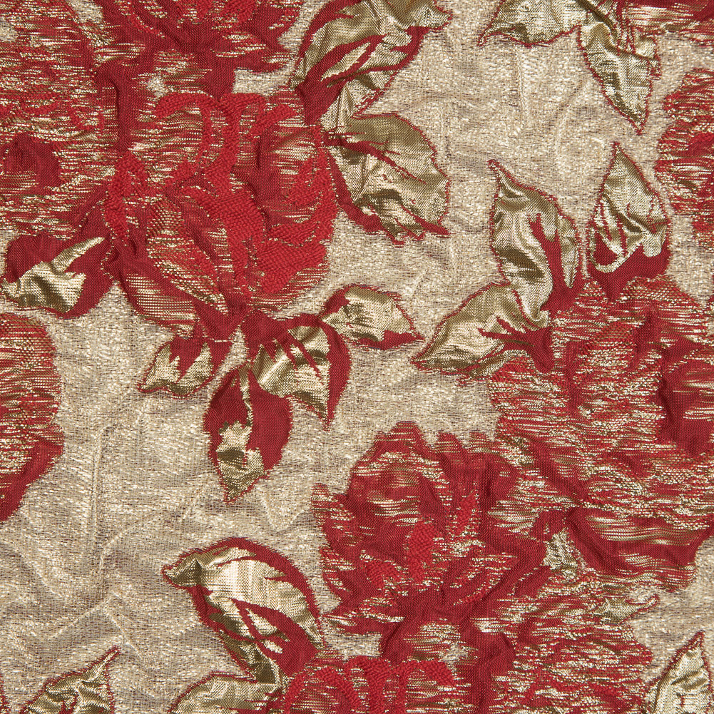 Red Luxury Floral Metallic Brocade - Full Red Luxury Floral Metallic Brocade - Full