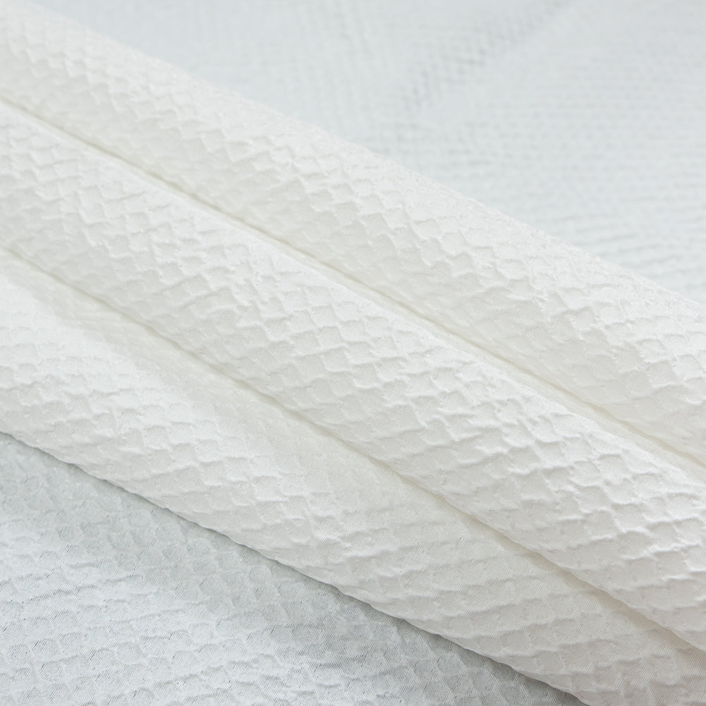 Metallic White Diamond Quilted Brocade - Detail Metallic White Diamond Quilted Brocade - Detail