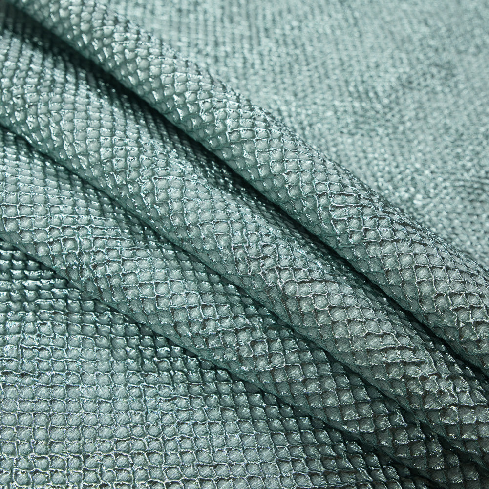Metallic Mint Diamond Quilted Brocade - Detail Metallic Mint Diamond Quilted Brocade - Detail