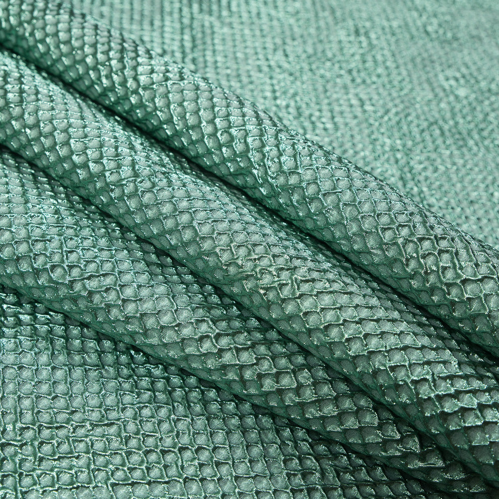 Metallic Green Diamond Quilted Brocade - Detail Metallic Green Diamond Quilted Brocade - Detail