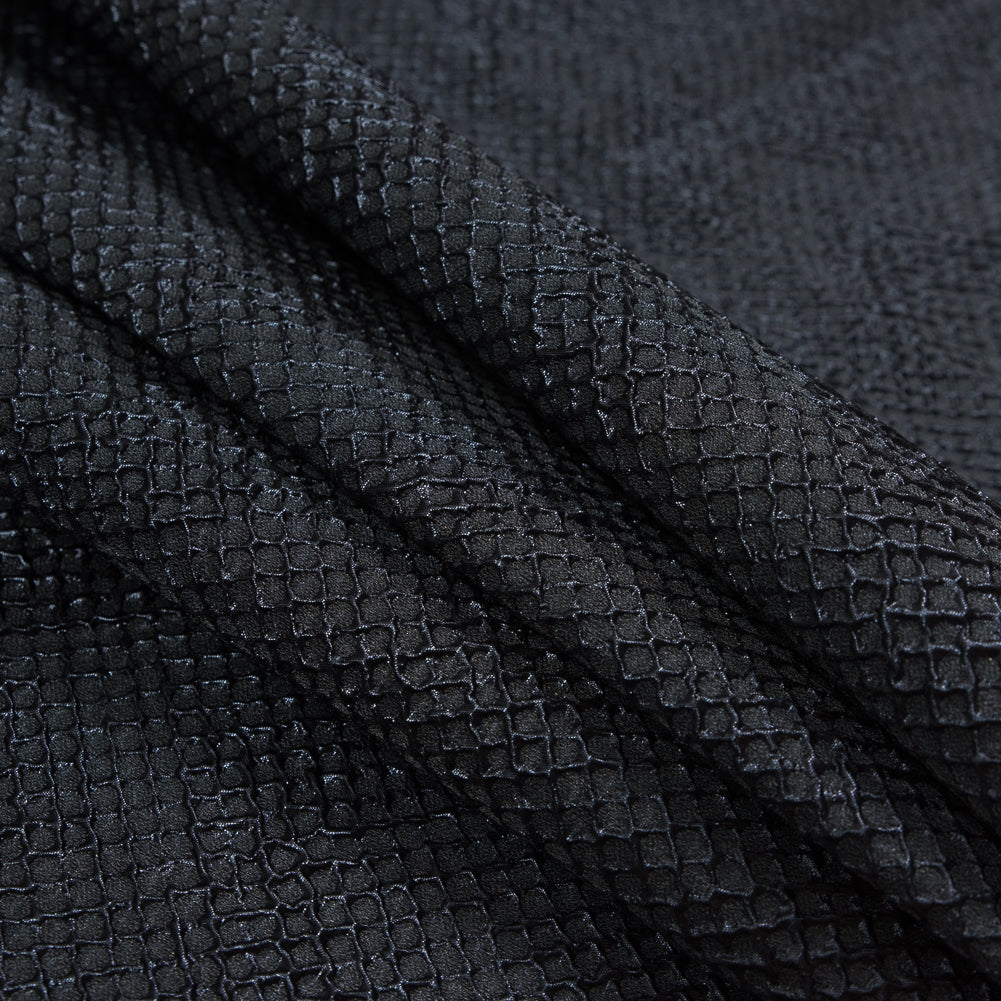 Marylin Metallic Black and Navy Diamond Quilted Brocade Detail