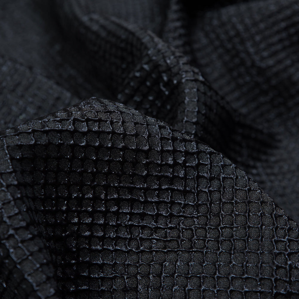 Marylin Metallic Black and Navy Diamond Quilted Brocade Full