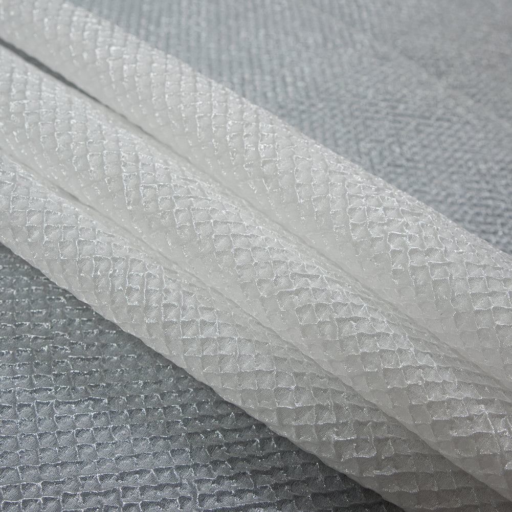 Metallic Transparent White Diamond Quilted Brocade - Detail Metallic Transparent White Diamond Quilted Brocade - Detail