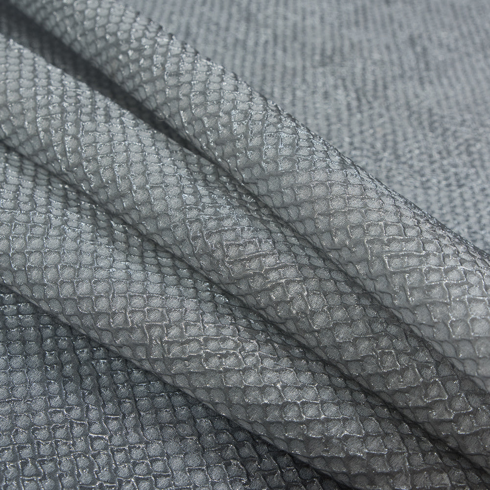 Metallic Transparent Gray Diamond Quilted Brocade - Detail Metallic Transparent Gray Diamond Quilted Brocade - Detail