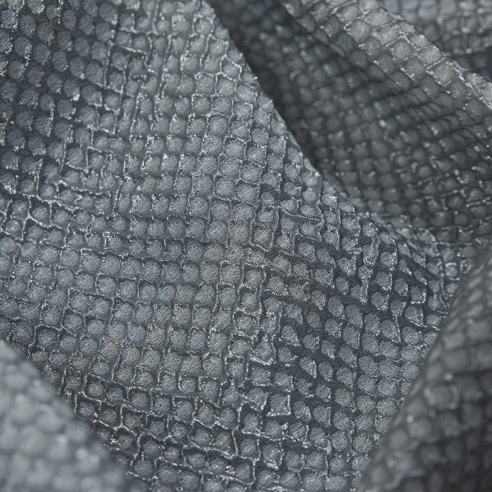 Metallic Transparent Gray Diamond Quilted Brocade - Full Metallic Transparent Gray Diamond Quilted Brocade - Full