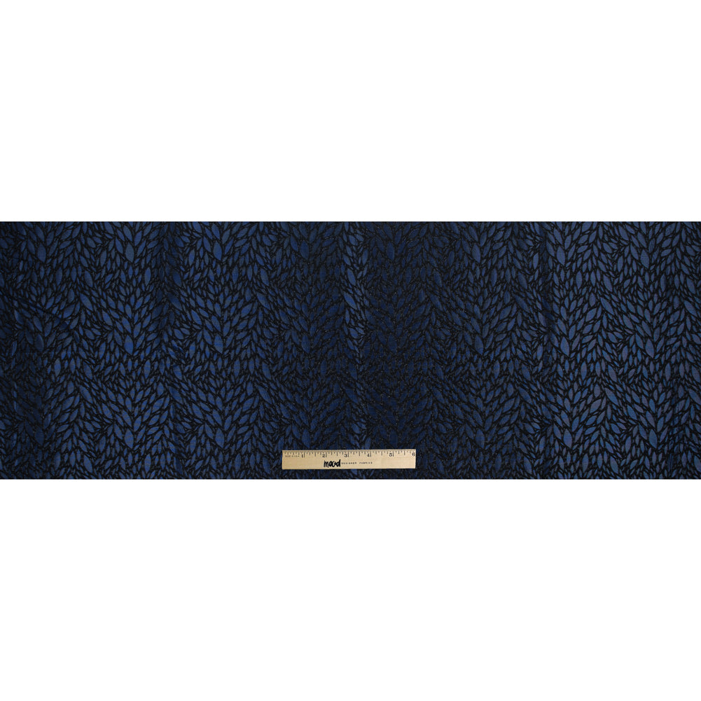 Blue and Black Luxury Abstract Metallic Brocade - Folded Blue and Black Luxury Abstract Metallic Brocade - Folded