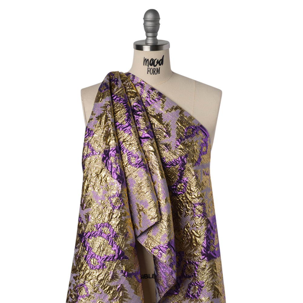 Purple and Gold Luxury Geometric Metallic Brocade Drape Purple and Gold Luxury Geometric Metallic Brocade Drape
