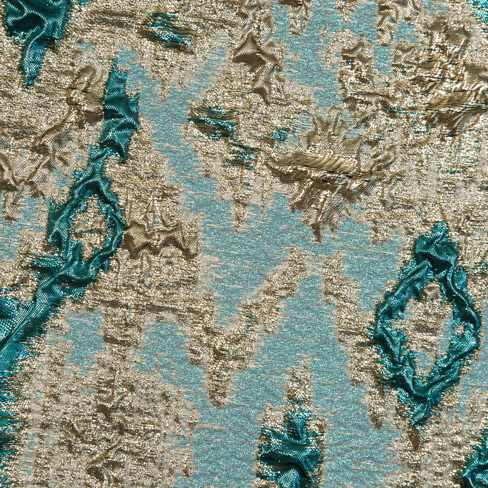 Teal and Gold Luxury Geometric Metallic Brocade - Full Teal and Gold Luxury Geometric Metallic Brocade - Full