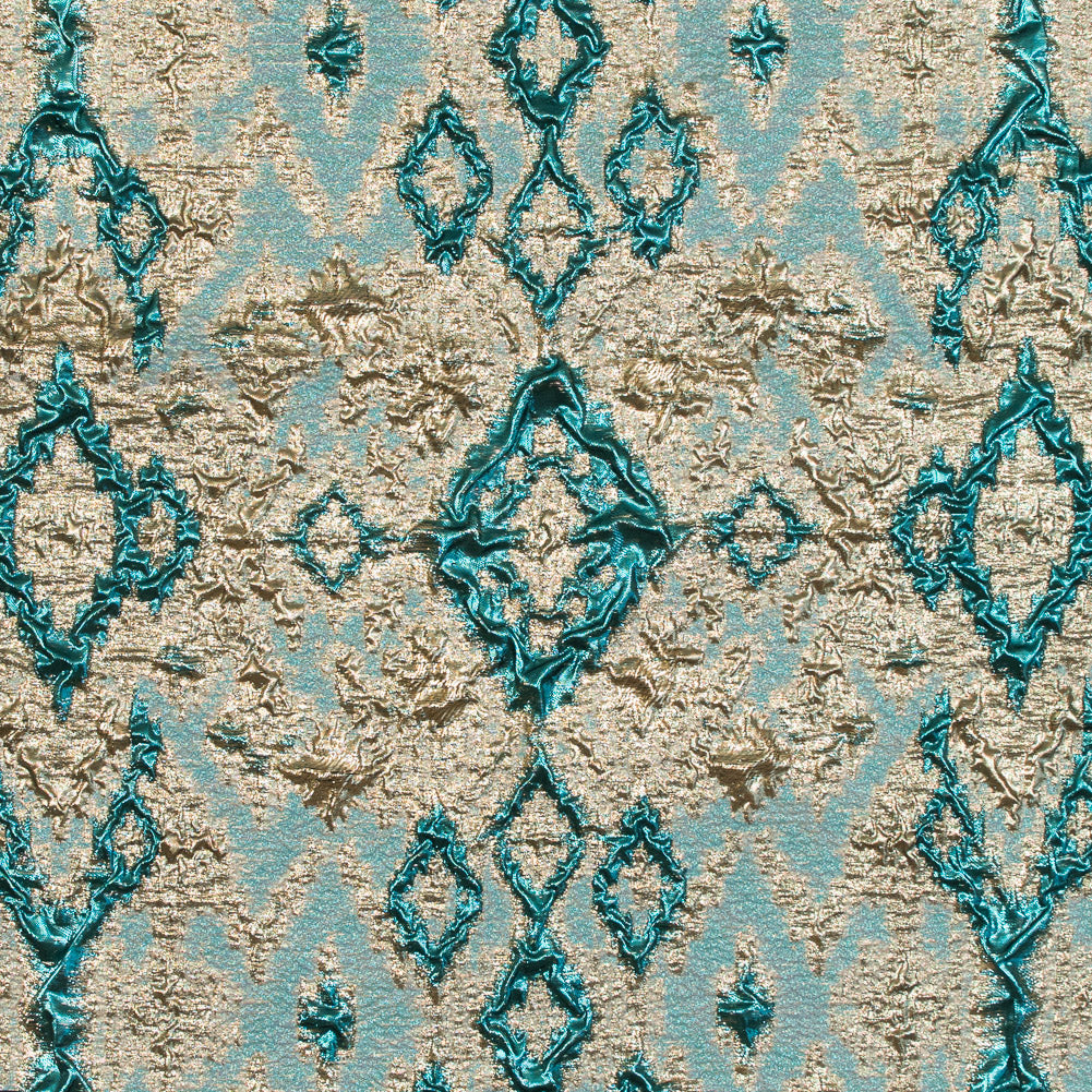 Teal and Gold Luxury Geometric Metallic Brocade Teal and Gold Luxury Geometric Metallic Brocade