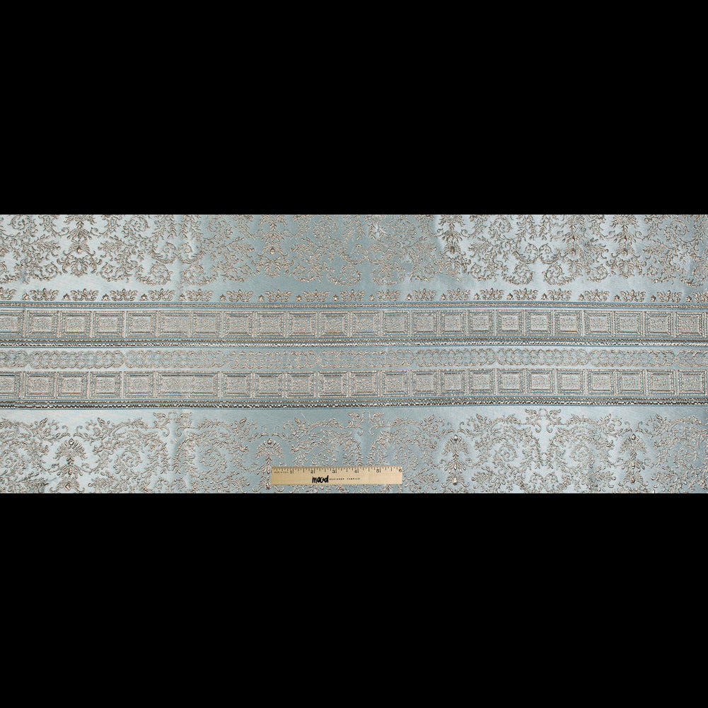 Pale Blue and Gold Luxury Classical Metallic Brocade Folded Pale Blue and Gold Luxury Classical Metallic Brocade Folded