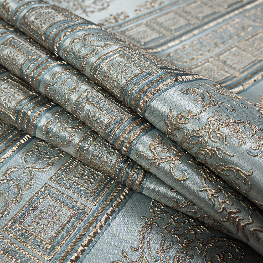 Pale Blue and Gold Luxury Classical Metallic Brocade Detail Pale Blue and Gold Luxury Classical Metallic Brocade Detail