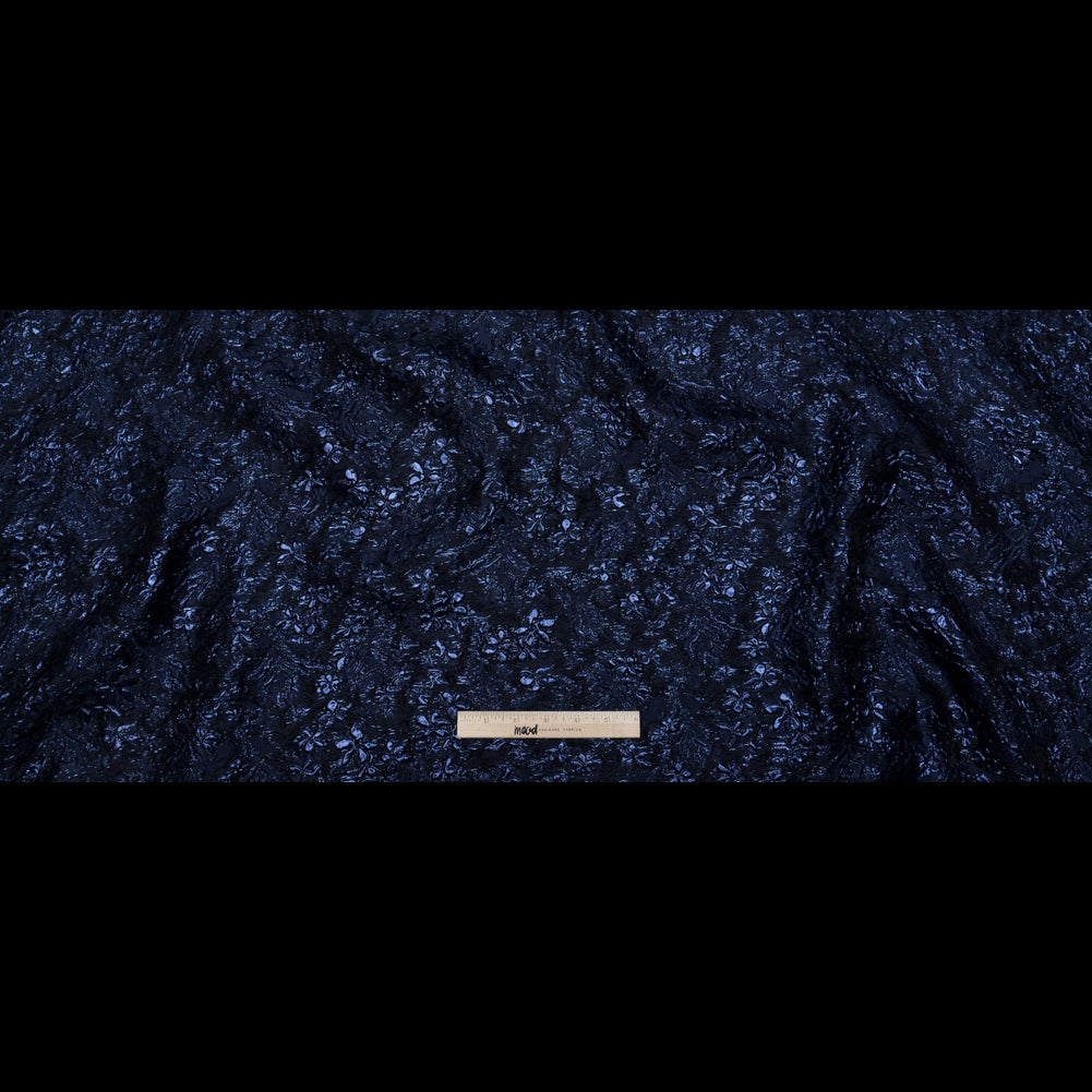 Navy and Royal Blue Luxury Floral Metallic Brocade Full
