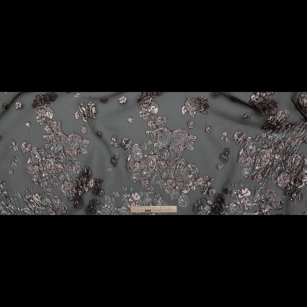 Black and Metallic Pink Luxury Floral Burnout Brocade - Full Black and Metallic Pink Luxury Floral Burnout Brocade - Full