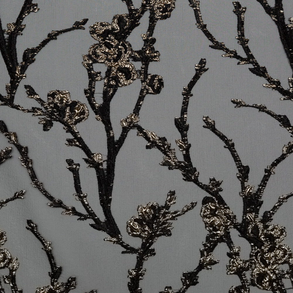 Black and Metallic Gold Luxury Floral Burnout Brocade Black and Metallic Gold Luxury Floral Burnout Brocade