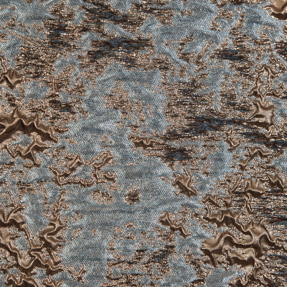 Stone Blue and Antique Gold Luxury Abstract Metallic Brocade Full Stone Blue and Antique Gold Luxury Abstract Metallic Brocade Full