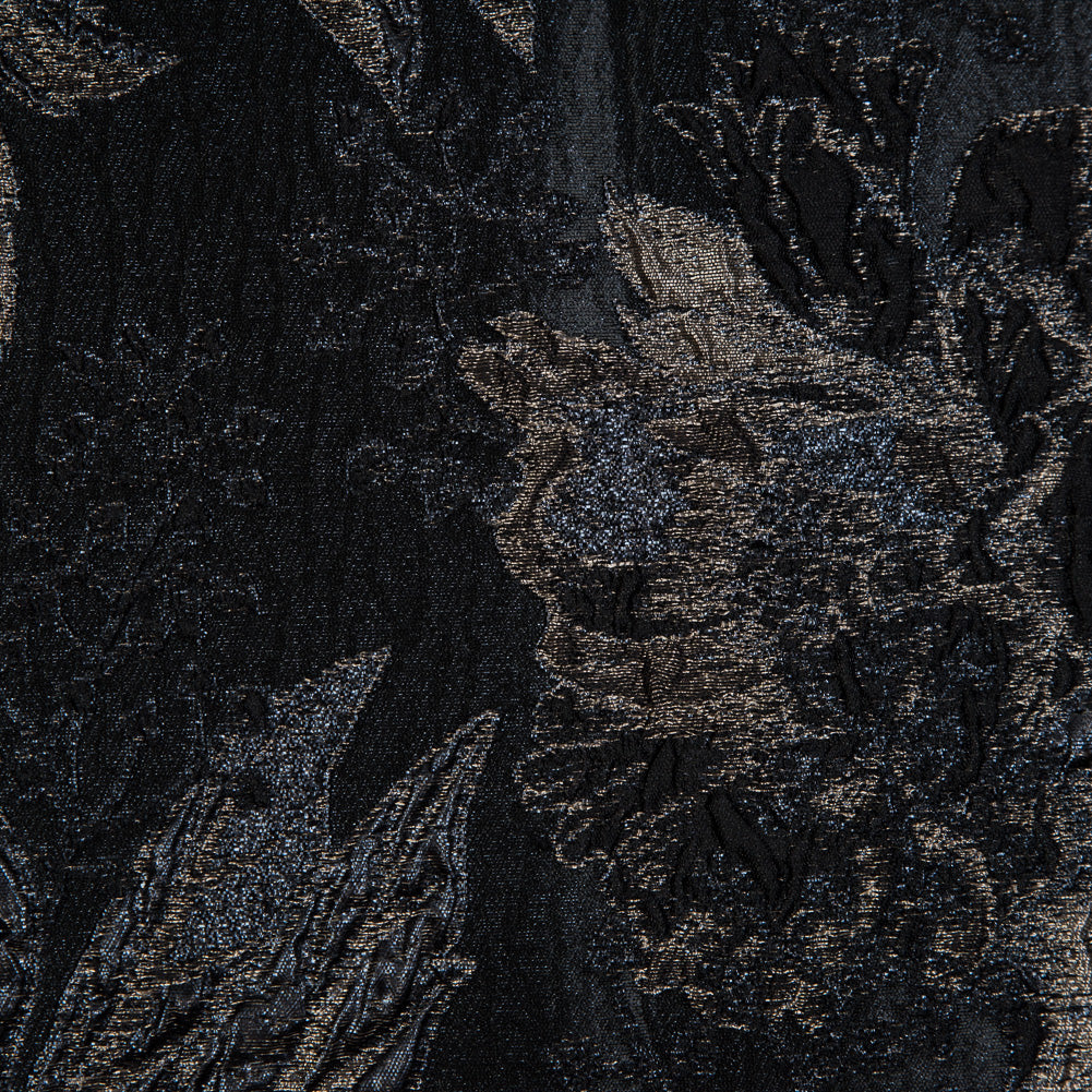 Black and Antique Gold Luxury Floral Metallic Brocade - Full Black and Antique Gold Luxury Floral Metallic Brocade - Full
