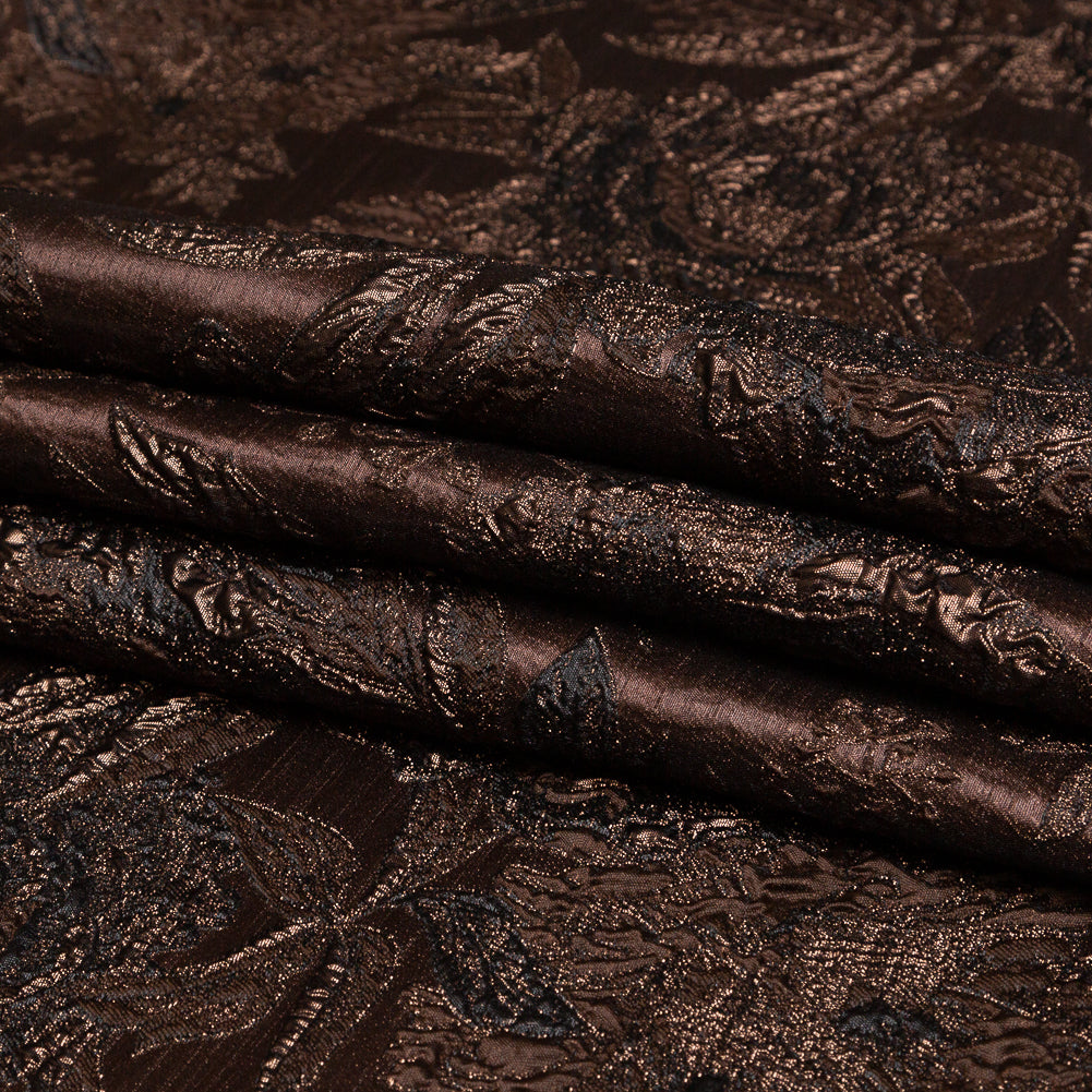 Brown Luxury Floral Metallic Brocade - Folded