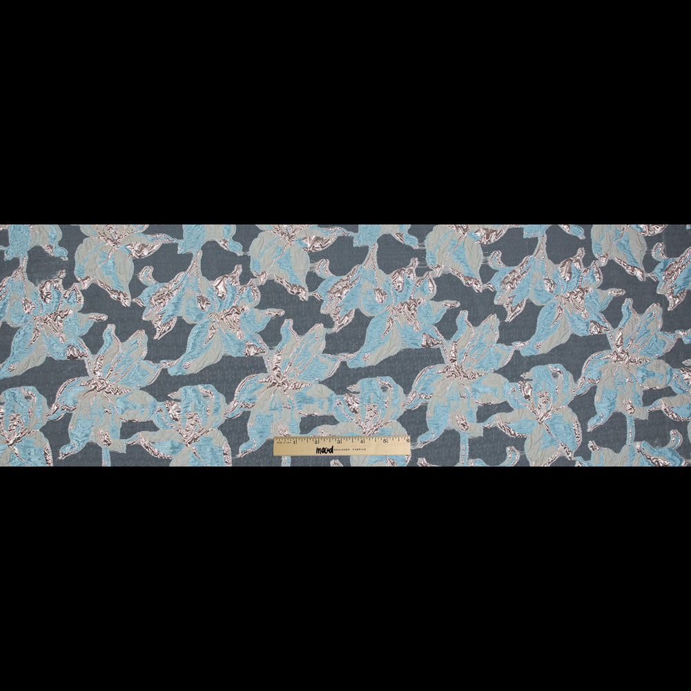 Aqua and Metallic Rose Gold Luxury Floral Burnout Brocade Folded Aqua and Metallic Rose Gold Luxury Floral Burnout Brocade Folded